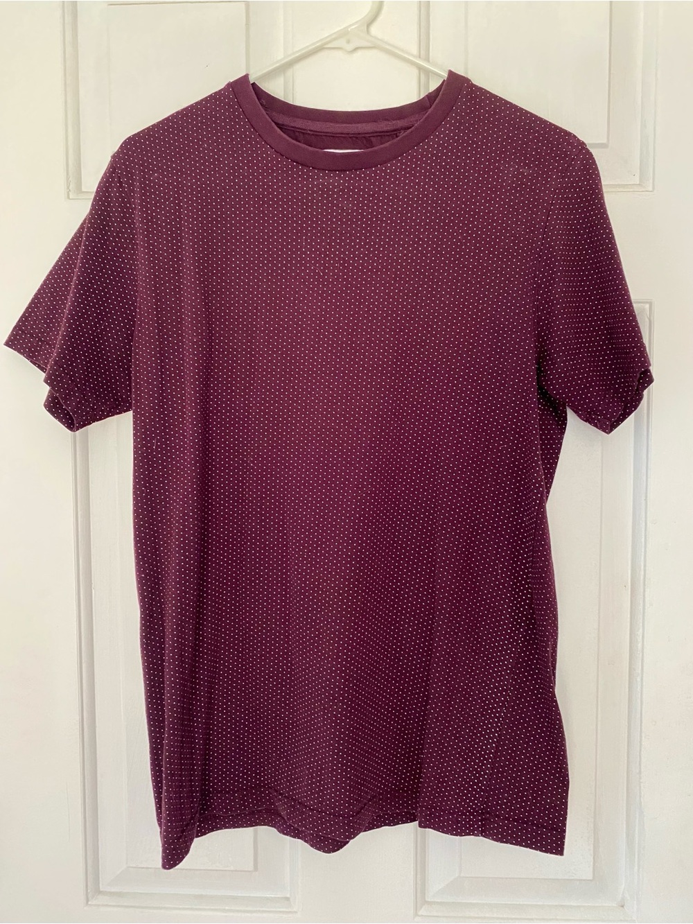 Men's Short Sleeve Crew Tee in Deep Burgundy with Micro Dot